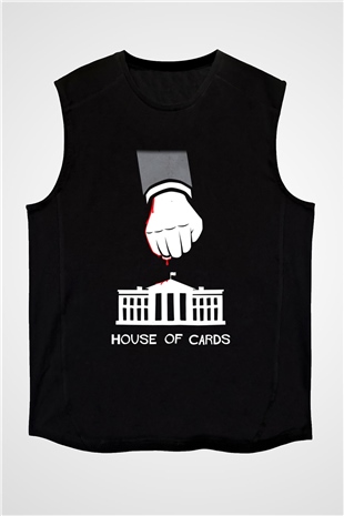 House of Cards Siyah Unisex Kolsuz Tişört