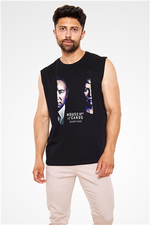 House of Cards Siyah Unisex Kolsuz Tişört