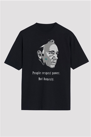 House of Cards Siyah Unisex Oversize Tişört T-Shirt