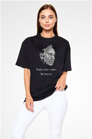House of Cards Siyah Unisex Oversize Tişört T-Shirt