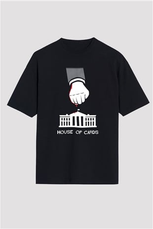 House of Cards Siyah Unisex Oversize Tişört T-Shirt