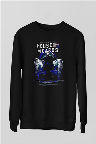 House of Cards Siyah Unisex Sweatshirt