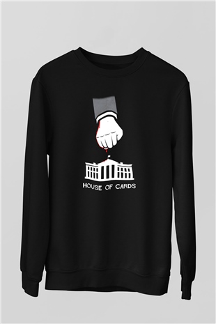 House of Cards Siyah Unisex Sweatshirt
