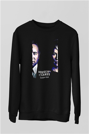 House of Cards Siyah Unisex Sweatshirt