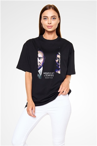House of Cards Siyah Oversize Tişört Oversize T-shirt
