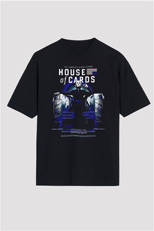 House of Cards Siyah Oversize Tişört Oversize T-shirt