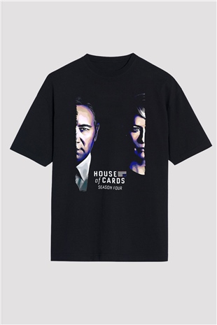 House of Cards Siyah Oversize Tişört Oversize T-shirt