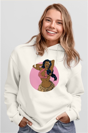 Hula Beyaz Unisex Hoodie