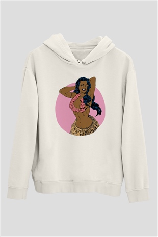 Hula Beyaz Unisex Hoodie