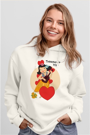 Hula Beyaz Unisex Hoodie