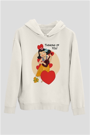Hula Beyaz Unisex Hoodie