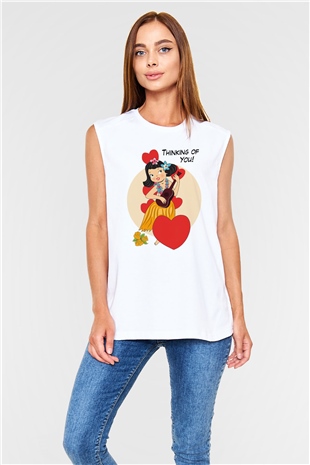 Hula Beyaz Unisex Kolsuz Tişört