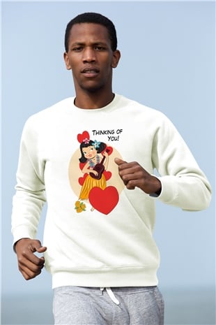 Hula Beyaz Unisex Sweatshirt