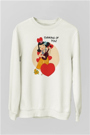 Hula Beyaz Unisex Sweatshirt