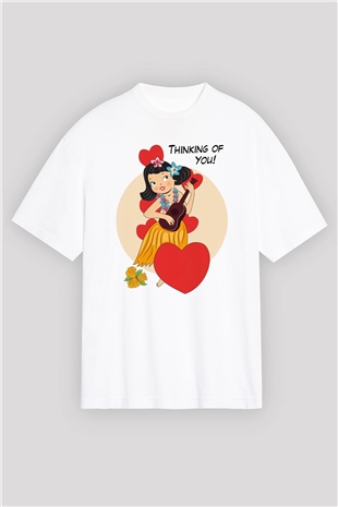 Hula Beyaz Oversize Tişört Oversize T-shirt - TişörtFabrikası