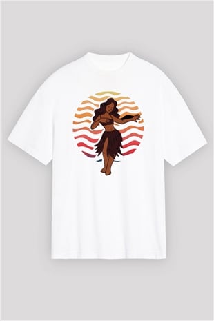 Hula Beyaz Oversize Tişört Oversize T-shirt - TişörtFabrikası