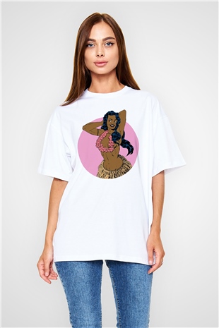 Hula Beyaz Oversize Tişört Oversize T-shirt - TişörtFabrikası