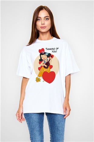Hula Beyaz Oversize Tişört Oversize T-shirt - TişörtFabrikası