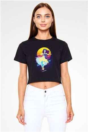 Hula Siyah  Crop Top Tişört