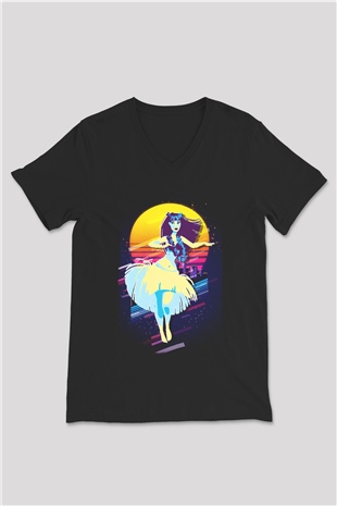 Hula Siyah Unisex V Yaka Tişört