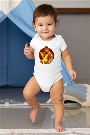 Hulk Hogan Baskılı Beyaz Unisex Bebek Body - Zıbın