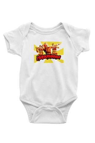 Hulk Hogan Baskılı Beyaz Unisex Bebek Body - Zıbın