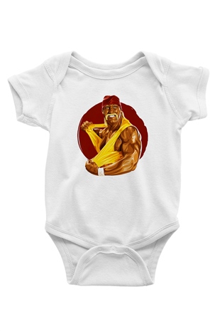 Hulk Hogan Baskılı Beyaz Unisex Bebek Body - Zıbın