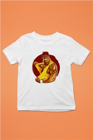 Hulk Hogan Baskılı Beyaz Unisex Çocuk Tişört