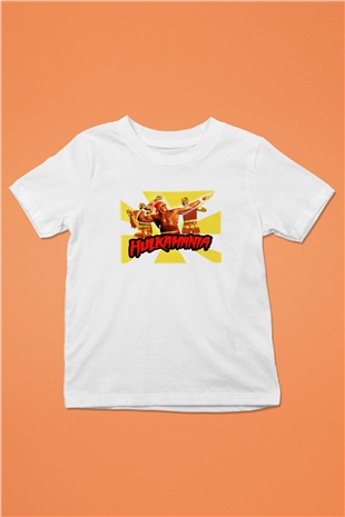Hulk Hogan Baskılı Beyaz Unisex Çocuk Tişört