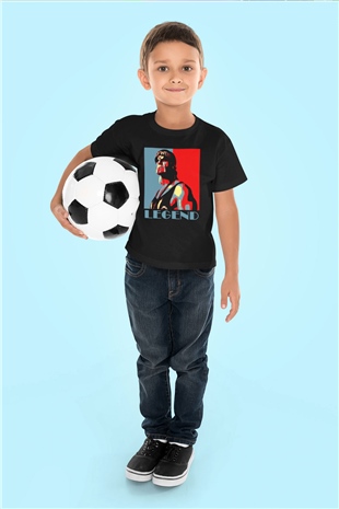 Hulk Hogan Baskılı Siyah Unisex Çocuk Tişört