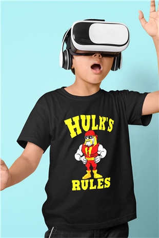 Hulk Hogan Baskılı Siyah Unisex Çocuk Tişört