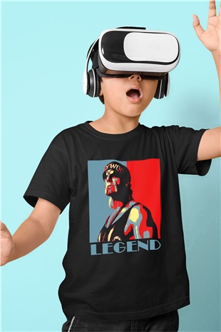 Hulk Hogan Baskılı Siyah Unisex Çocuk Tişört