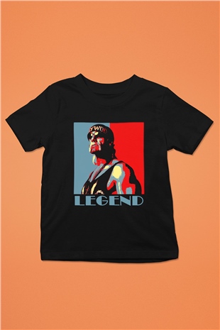 Hulk Hogan Baskılı Siyah Unisex Çocuk Tişört