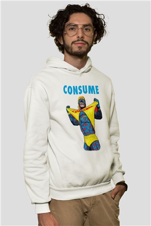 Hulk Hogan Beyaz Unisex Kapşonlu Sweatshirt