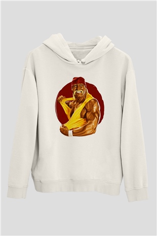 Hulk Hogan Beyaz Unisex Kapşonlu Sweatshirt