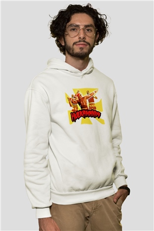 Hulk Hogan Beyaz Unisex Kapşonlu Sweatshirt