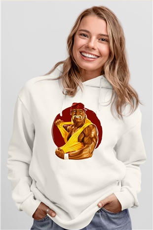 Hulk Hogan Beyaz Unisex Kapşonlu Sweatshirt