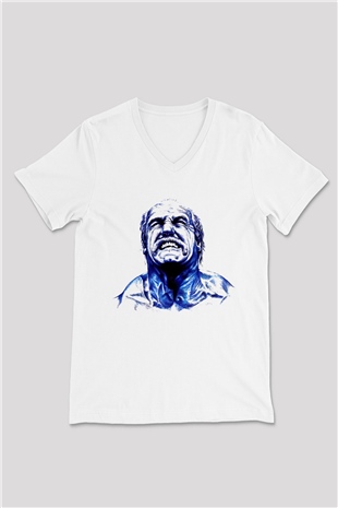 Hulk Hogan Beyaz Unisex  V Yaka Tişört