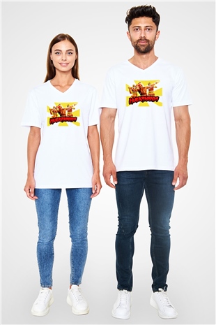 Hulk Hogan Beyaz Unisex V Yaka Tişört