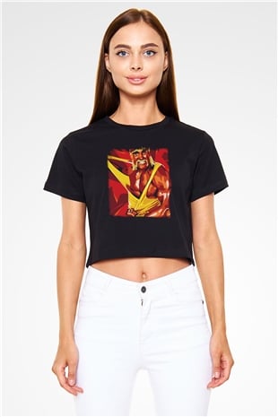 Hulk Hogan Siyah   Crop Top Tişört