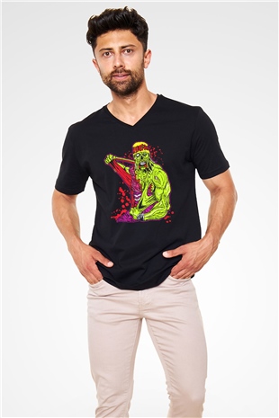 Hulk Hogan Siyah Unisex  V Yaka Tişört