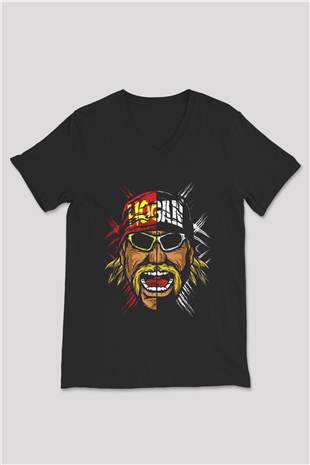 Hulk Hogan Siyah Unisex  V Yaka Tişört