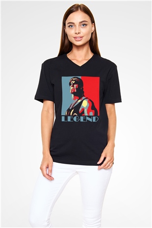 Hulk Hogan Siyah Unisex V Yaka Tişört