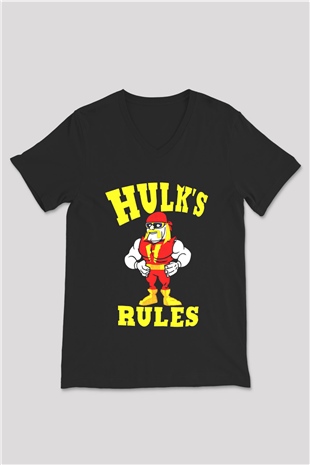Hulk Hogan Siyah Unisex V Yaka Tişört