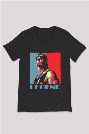 Hulk Hogan Siyah Unisex V Yaka Tişört