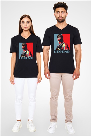 Hulk Hogan Siyah Unisex V Yaka Tişört