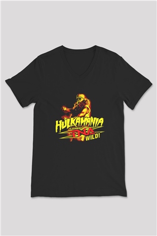 Hulk Hogan Siyah Unisex  V Yaka Tişört
