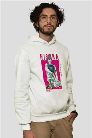 Hunter X Hunter Baskılı Beyaz Unisex Hoodie