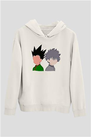 Hunter X Hunter Baskılı Beyaz Unisex Hoodie