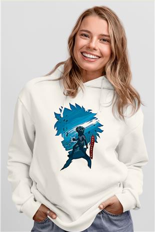 Hunter X Hunter Baskılı Beyaz Unisex Hoodie